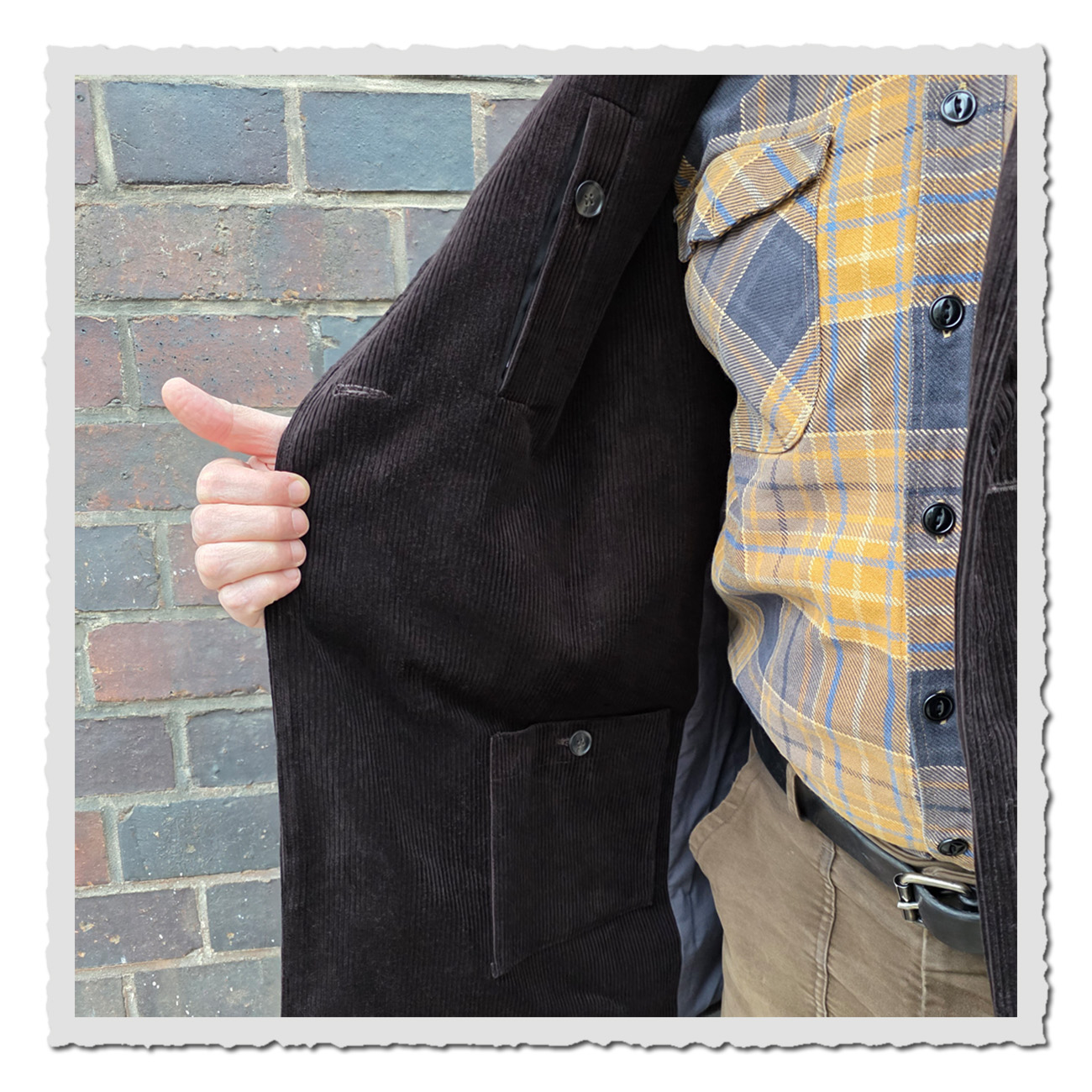 retronia Kutscherjacke Fritz - Blick auf die beiden Innentaschen auf der rechte Jackeninnenseite